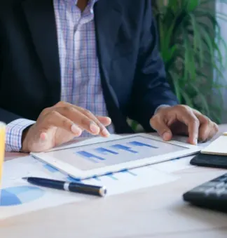 businessman on tablet