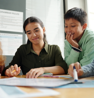 students working together